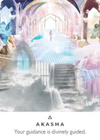 Fantasy architectural scene with 'Akasha' branding and text