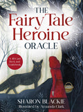 Book cover of 'The Fairy Tale Heroine Oracle' with a fox and a woman in a red dress in a forest setting.