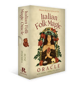 Book titled 'Italian Folk Magic Oracle' with a decorative cover featuring a woman and nature elements.