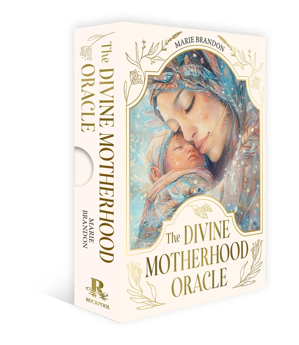 Box for 'The Divine Motherhood Oracle' with an illustration of a mother and child on a white background.