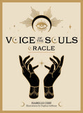 Book cover of 'Voice of the Souls Oracle' with hands and eye design on a beige background