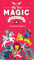 Book cover of 'My First Magic Oracle' with colorful illustrations on a red background