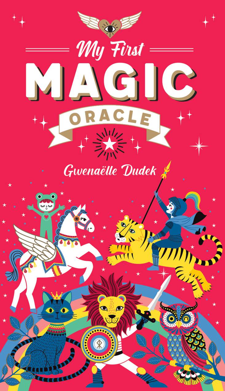 Book cover of 'My First Magic Oracle' with colorful illustrations on a red background