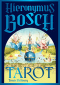 Book cover of 'Hieronymus Bosch Tarot' with a tarot card design on a blue background