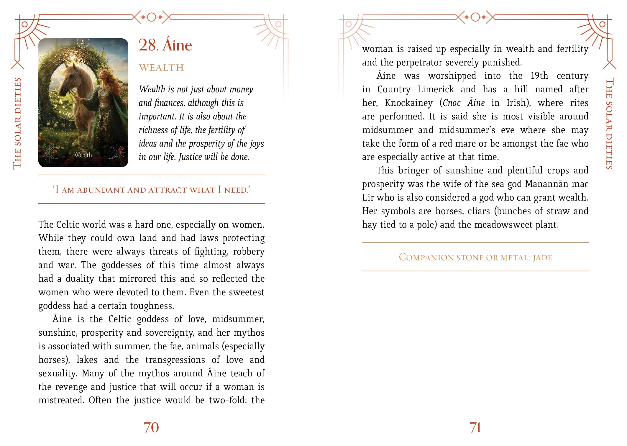 Page from a book about Aine, the Celtic goddess of love, midsummer, prosperity, and sovereignty.