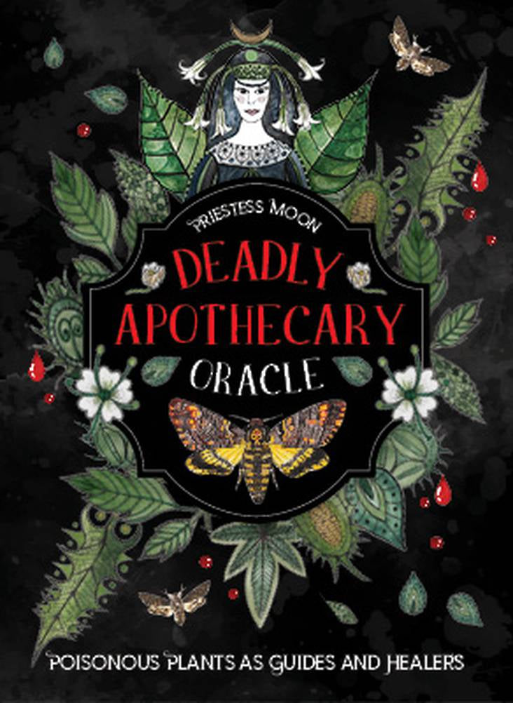 Book cover of 'Deadly Apothecary Oracle' with a mystical design featuring plants and a woman.