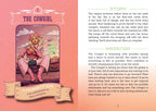 Illustration of a cowgirl with a desert landscape and text on a pink background