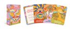 Colorful card deck with a box on a white background