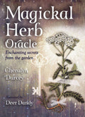 Book cover of 'Magickal Herb Oracle' with herbs and key illustration.