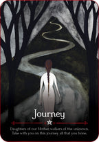 Illustration of a person standing on a winding path with trees on either side, titled 'Journey'.