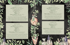 Herbalist menu with herbs and products on a black background