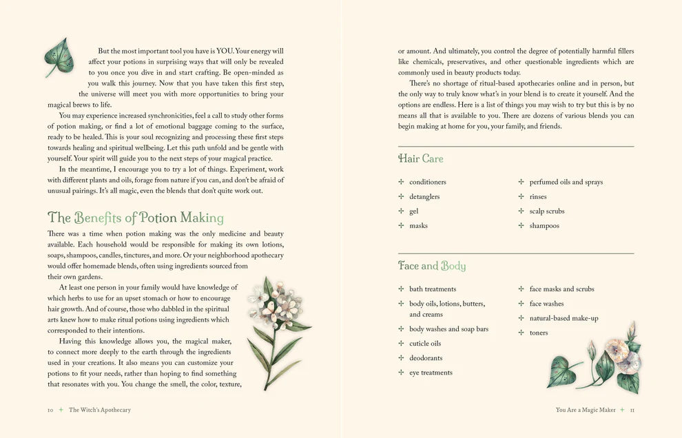 Page from a book or magazine with text and botanical illustrations on a white background