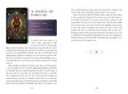 Book page with 'Wheel of Fortune' tarot card and descriptive text