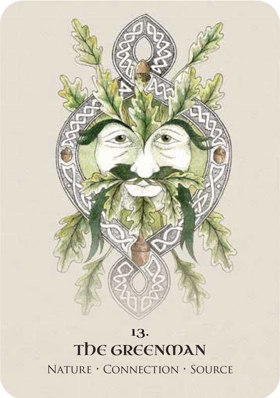 Illustration of The Greenman with nature elements on a beige background