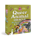 Queer Animal Oracle box with colorful illustrations of animals on a green background