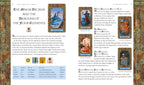 Book page with tarot card illustrations and text on dragons and elements