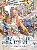 Book cover of 'Oracle of the Celestial Deities' featuring an illustrated character with a divine aura.