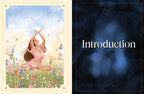 Woman in a pink dress sitting in a field of flowers with a blue sky, transitioning to a dark background with 'Introduction' text.