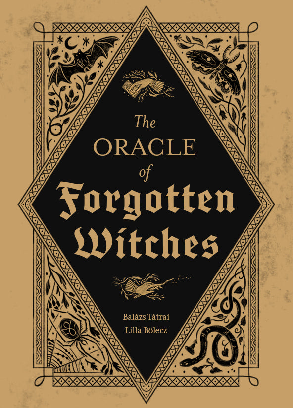 Book cover of 'The Oracle of Forgotten Witches' with decorative border and text.