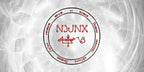 Circular logo with text and symbols on a white background
