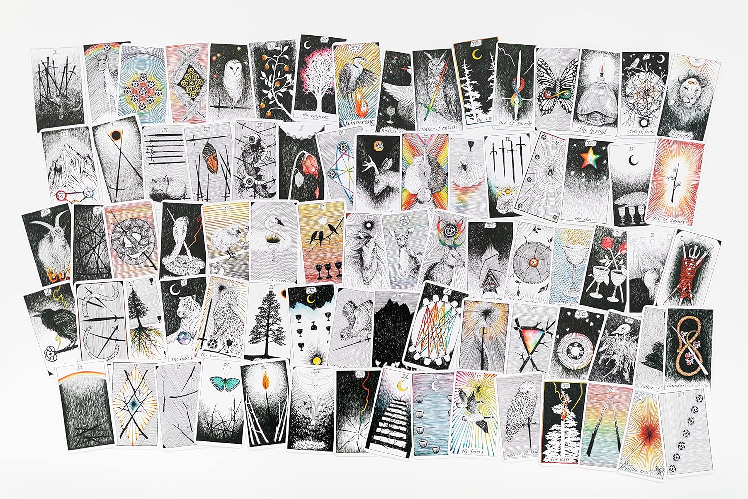 Collection of various black and white illustrations on a white background