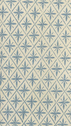 Patterned fabric with blue star design on a beige background