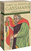 Tarot de Marseille Gassmann box with illustrated figure on a white background