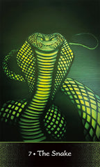 Glowing green snake on a dark background