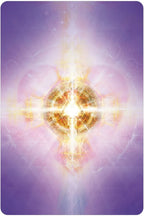 Radiant cross design on a purple background