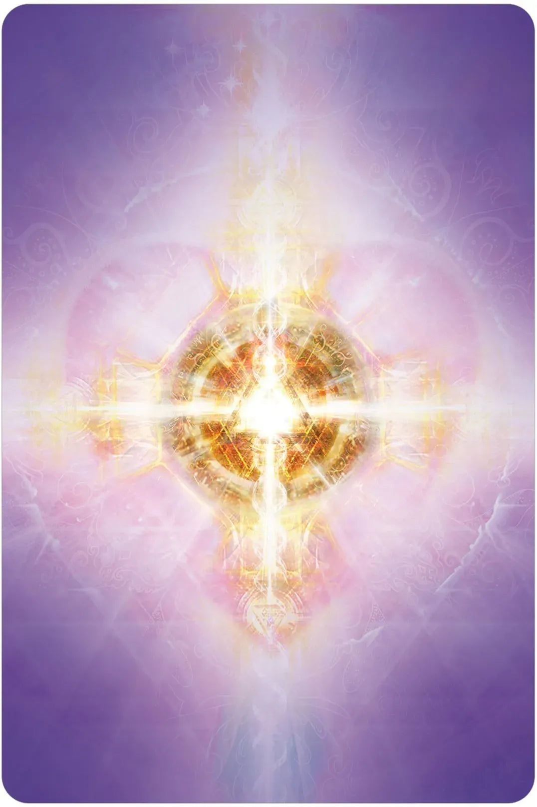 Radiant cross design on a purple background