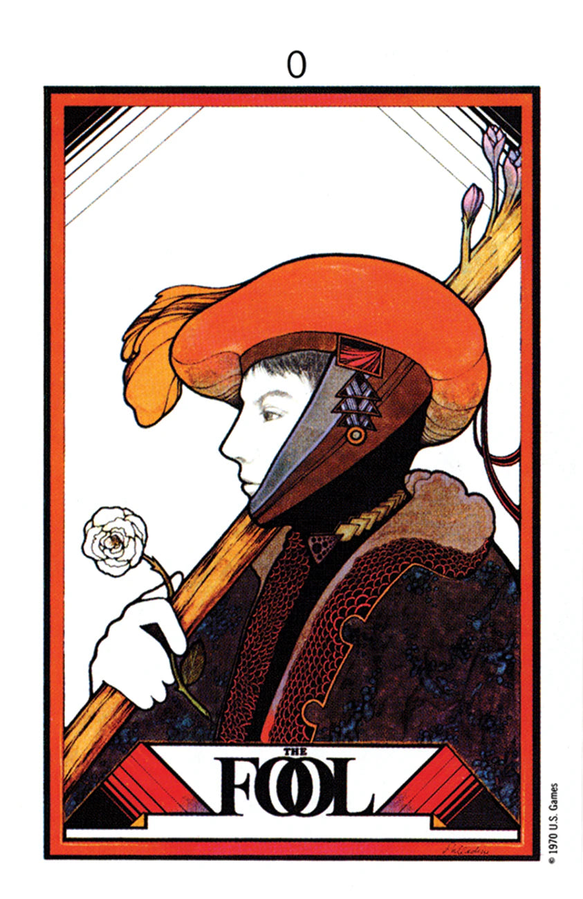 Card featuring a character with an orange hat and a staff, labeled 'The Fool'.