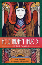 Cover of 'Aquarian Tarot' by David Palladini with stylized illustration and U.S. Games Systems, Inc. branding.