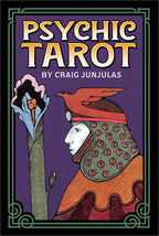 Book cover of 'Psychic Tarot' by Craig Junjulas with a stylized illustration of a figure and tree on a purple background.