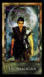 Tarot card featuring a character with 'The Magician' text