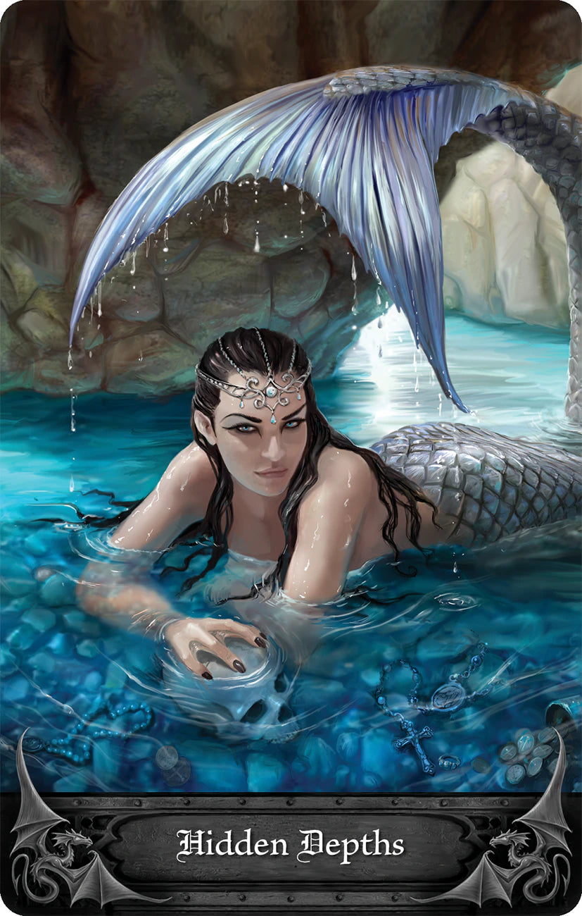 Mermaid in a fantasy setting with 'Hidden Depths' text