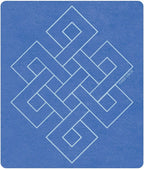 Blue card with white geometric pattern on a blue background