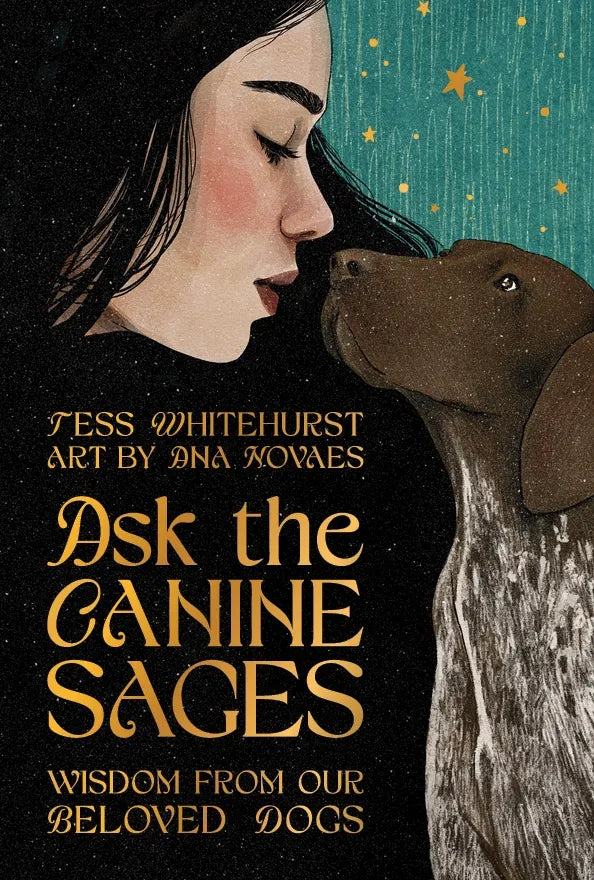 Cover of 'Ask the Canine Sages' with a woman and dog illustration.