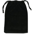 Black drawstring pouch on a white background