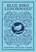 Blue Bird Lenormand card deck cover with decorative elements and bird illustration on a blue background