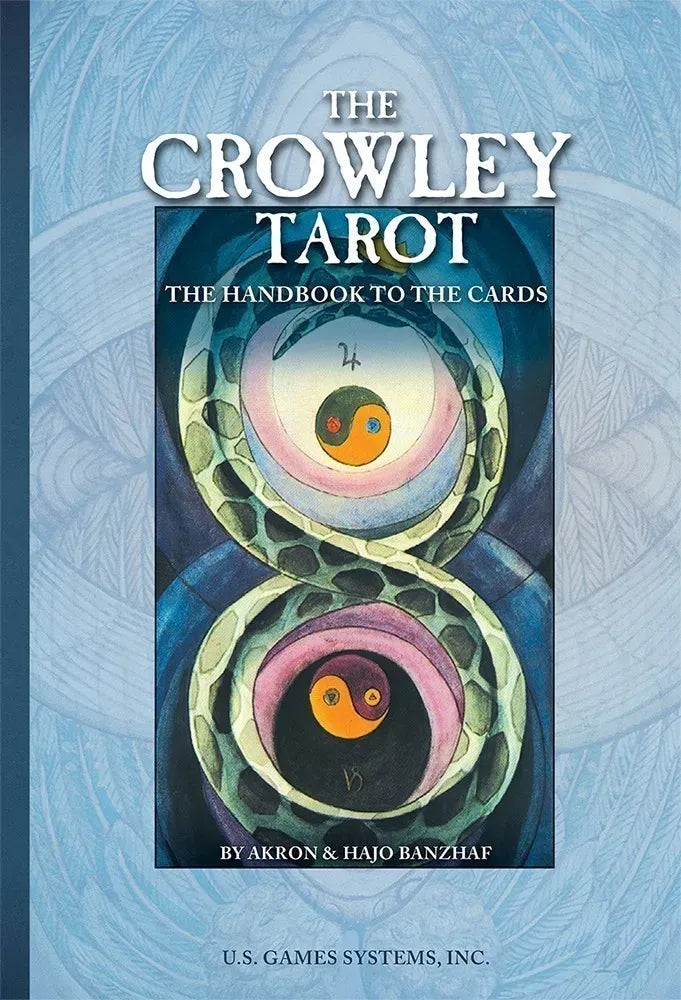 Book cover of 'The Crowley Tarot' with artistic design on a blue background