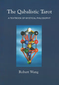 Book cover of 'The Qabalistic Tarot' with a geometric design on a blue background