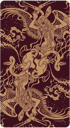 Decorative card with intricate gold dragon design on a dark background