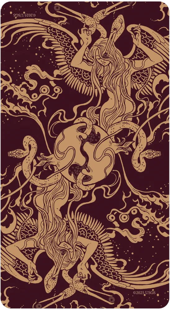Decorative card with intricate gold dragon design on a dark background