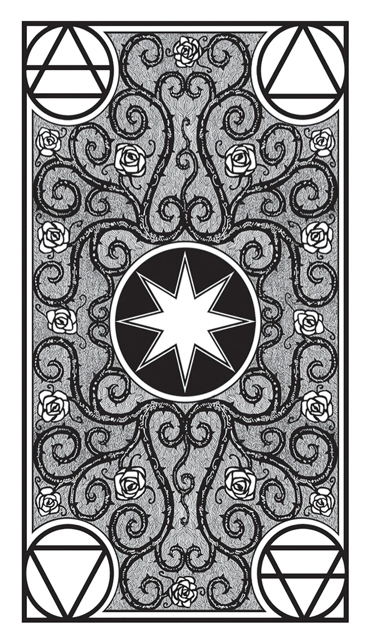 Decorative card with star symbol and floral elements