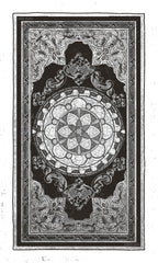 Decorative stained glass window design with intricate patterns