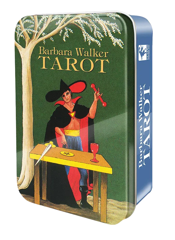 Barbara Walker Tarot card set packaging with a colorful illustration of a tarot card design.