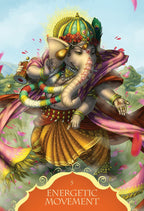 Colorful depiction of a deity with intricate details against a bright background