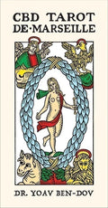 Cover of 'CBD Tarot de Marseille' by Dr. Yoav Ben-Dov featuring tarot card design with figures and symbols.