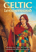 Book cover of 'Celtic Lenormand' with a woman in traditional attire holding a staff.