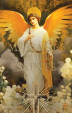 Book cover of 'Messages of the Saints' featuring an angel with wings and a cross.